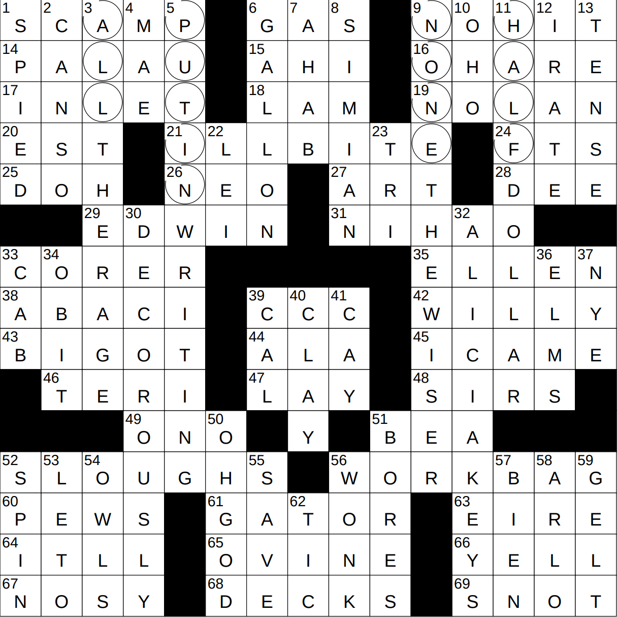Sashimi Fish Crossword Puzzle