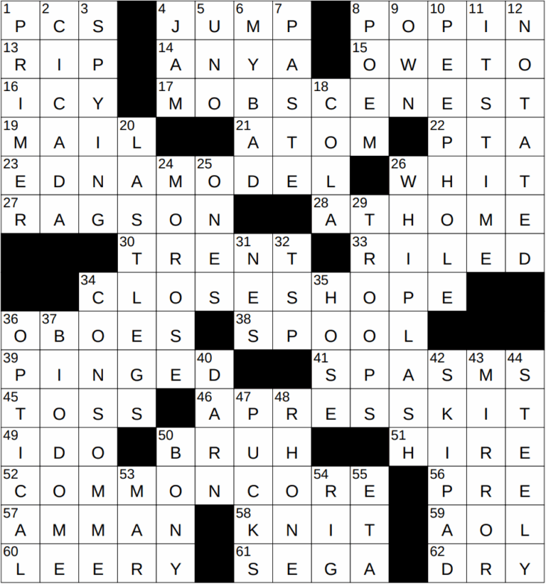 0116 25 NY Times Crossword 16 Jan 25 Thursday NYXCrossword