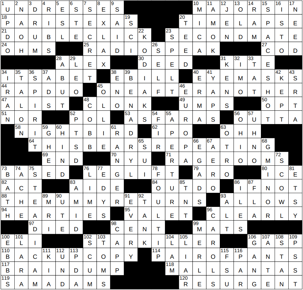 0825 24 NY Times Crossword 25 Aug 24 Sunday NYXCrossword