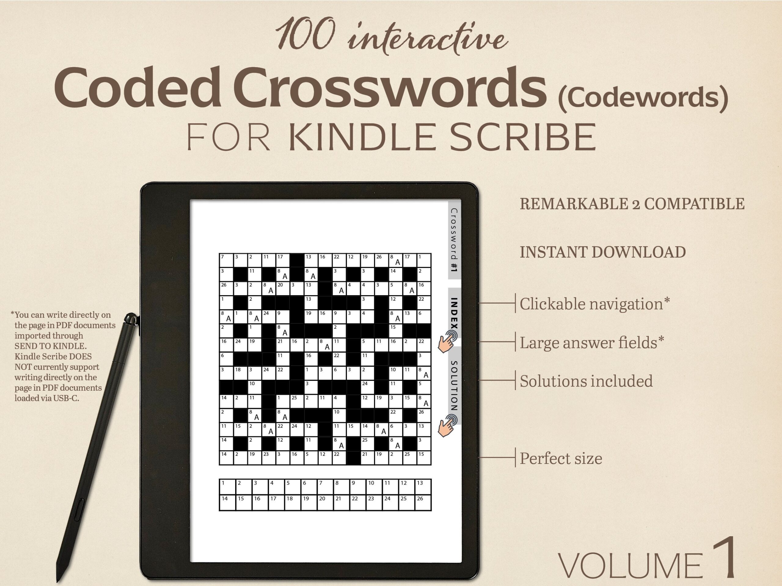 100 Coded Crosswords Codewords For Kindle Scribe Volume 1 Interactive Puzzle Perfect For Remarkable 2 Hyperlinked Etsy 100 Coded Crosswords Codewords For Kindle Scribe Volume 1 Interactive Puzzle Perfect For Remarkable 2 Hyperlinked Etsy