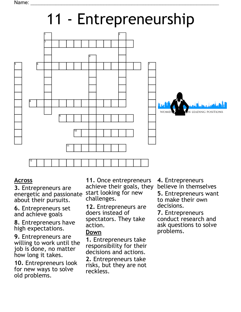 11 Entrepreneurship Crossword WordMint
