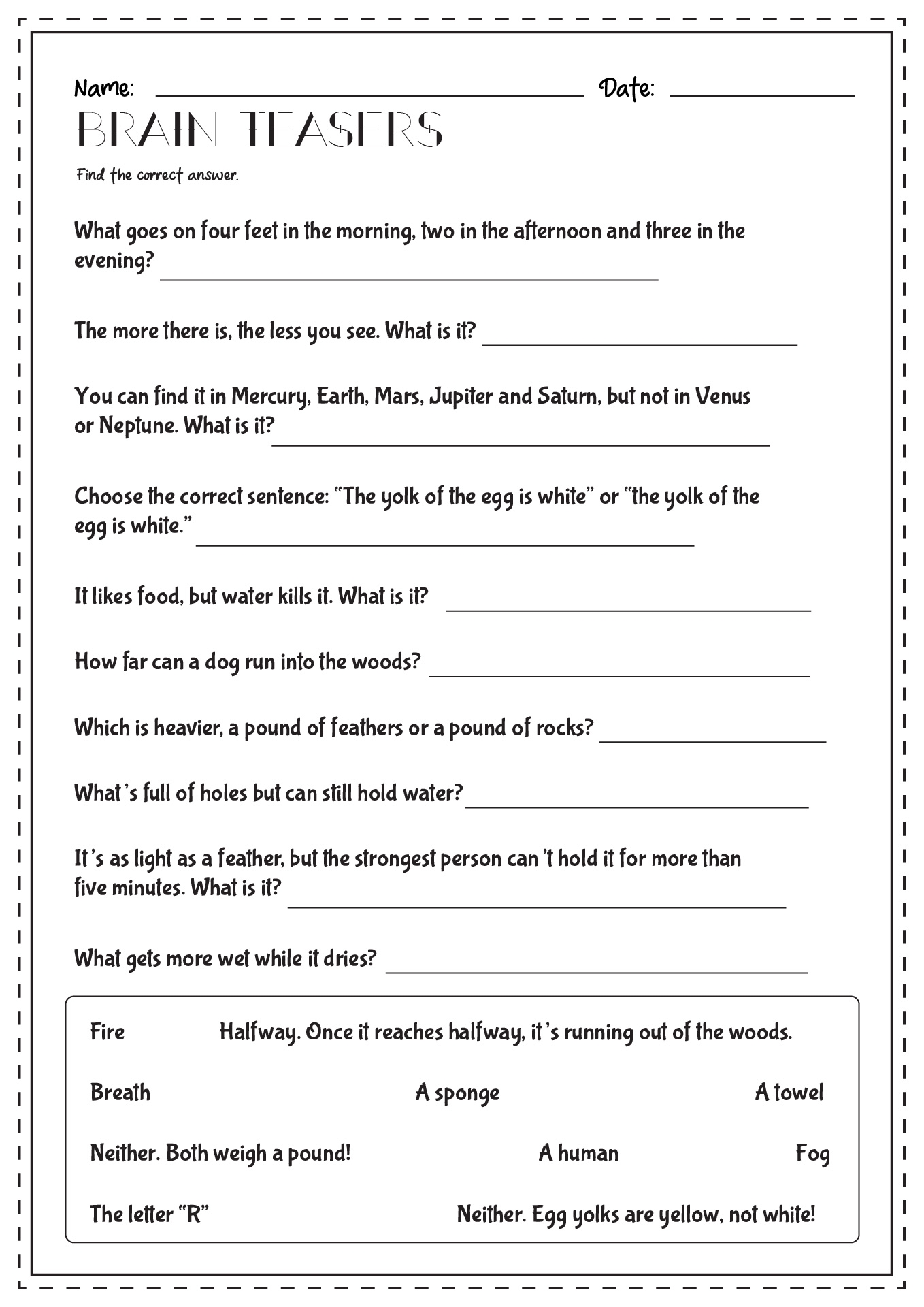 12 Printable Brain Teaser Worksheets Free PDF At Worksheeto