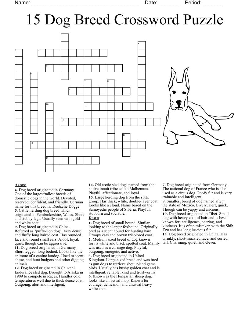 15 Dog Breed Crossword Puzzle WordMint 15 Dog Breed Crossword Puzzle WordMint