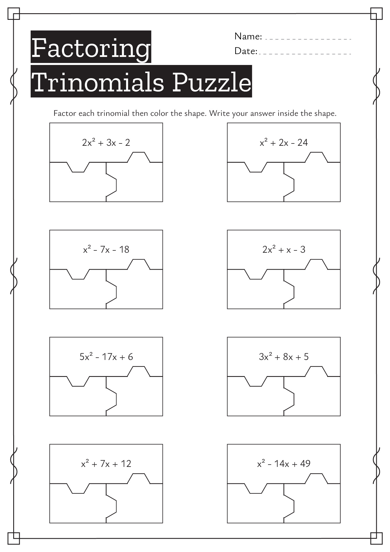 16 Algebra 1 Factoring Puzzle Worksheets Free PDF At Worksheeto