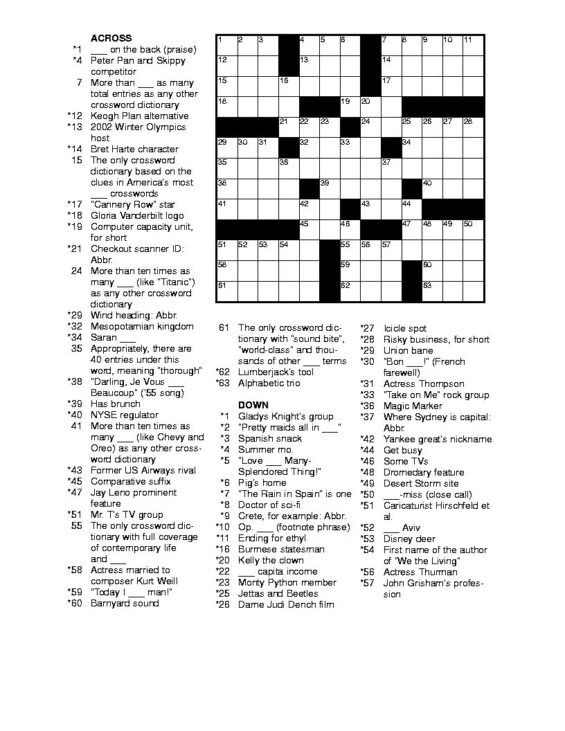 Printable Crossword Puzzles Hard