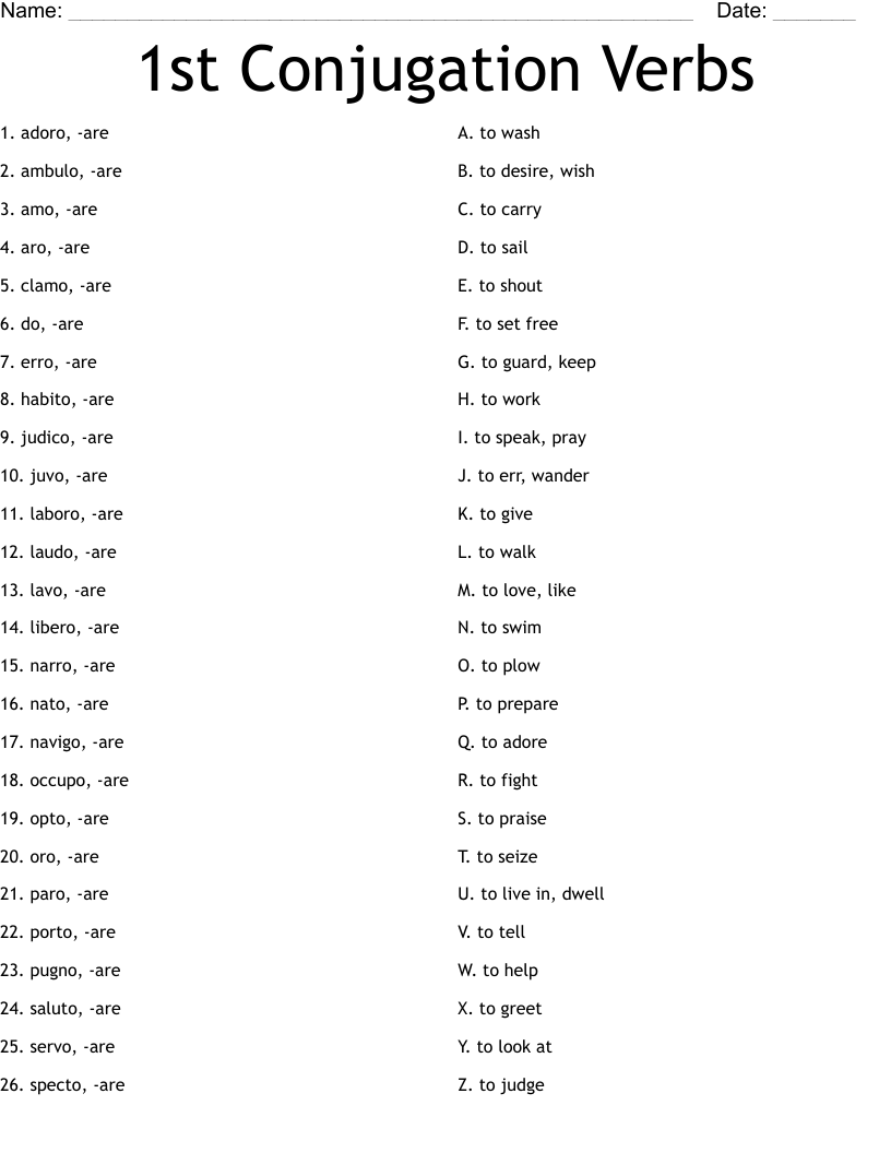Latin I Verb Crossword Puzzle Clue