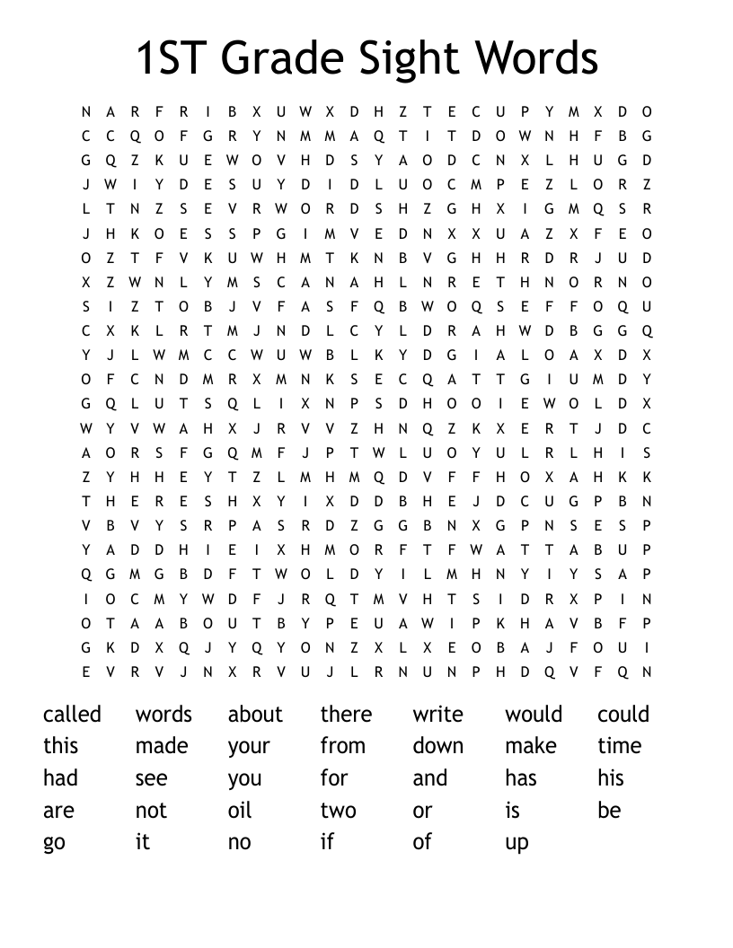 1ST Grade Sight Words Word Search WordMint