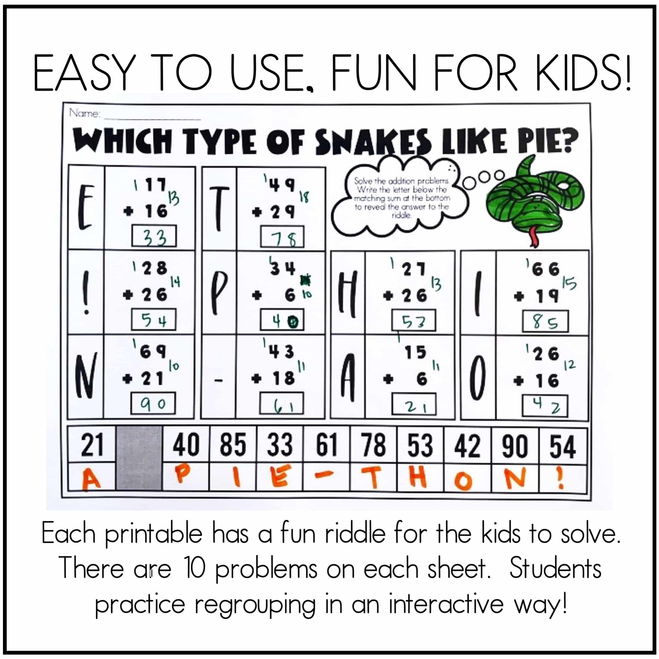 2 Digit Addition With Regrouping Riddles Amy Lemons 2 Digit Addition With Regrouping Riddles Amy Lemons