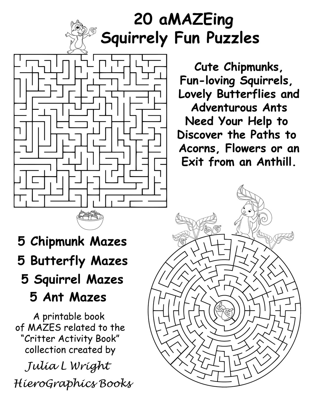 20 Amazeing Squirrely Fun Puzzles For Young Adults To Help Creatures Find Their Paths Through Intricate Mazes Etsy