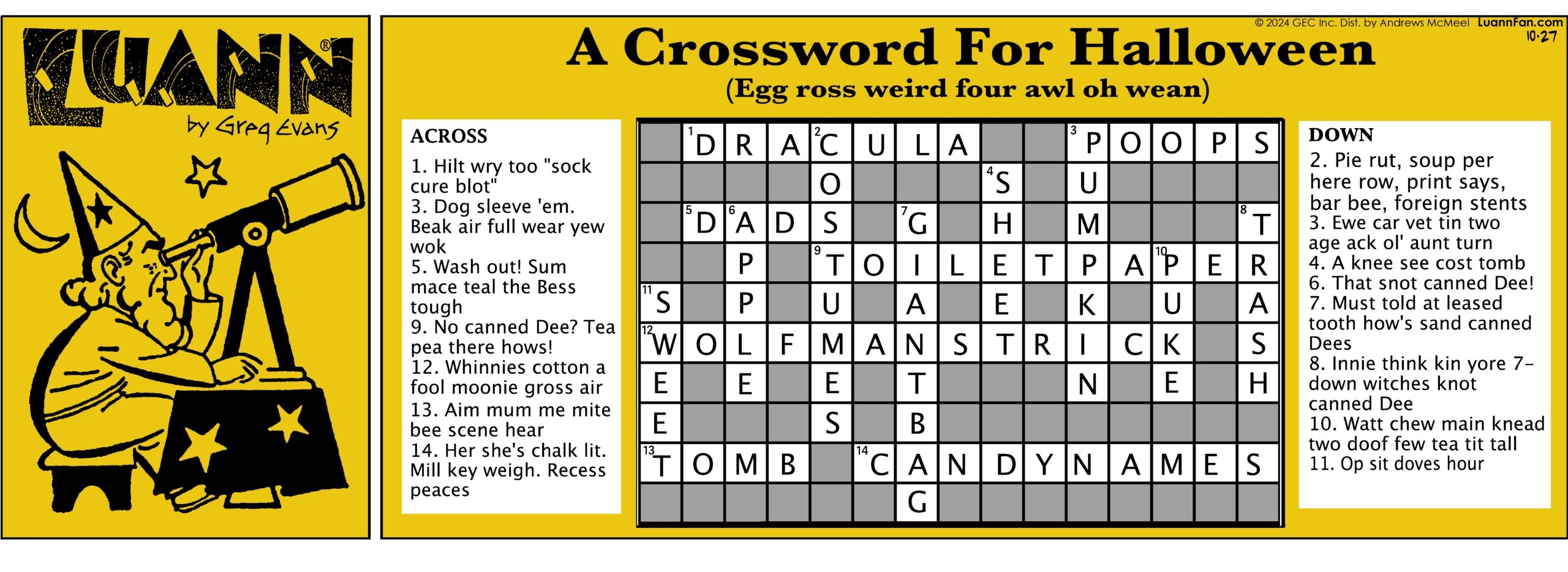 2024 Halloween Crossword Luann Fan