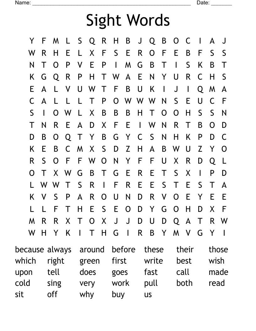 2nd Grade Sight Words Word Search WordMint 2nd Grade Sight Words Word Search WordMint