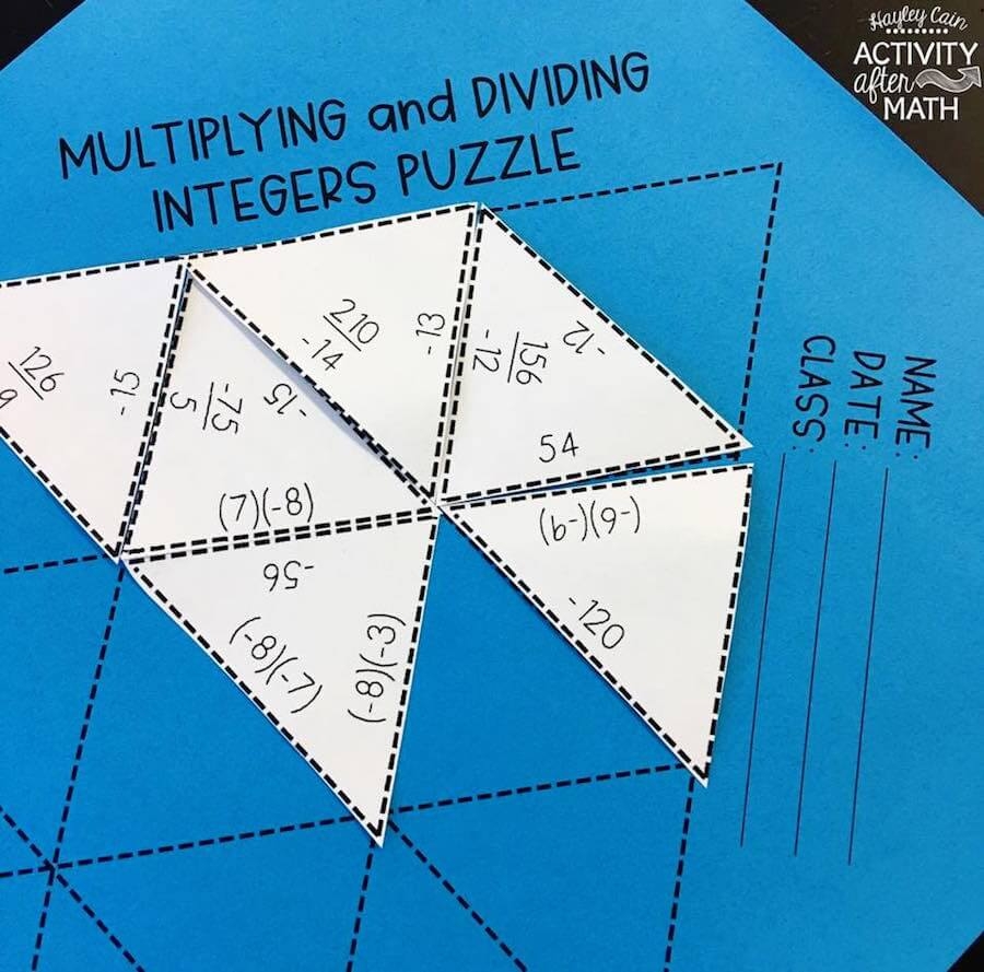 Subtracting Integers Puzzle Worksheet