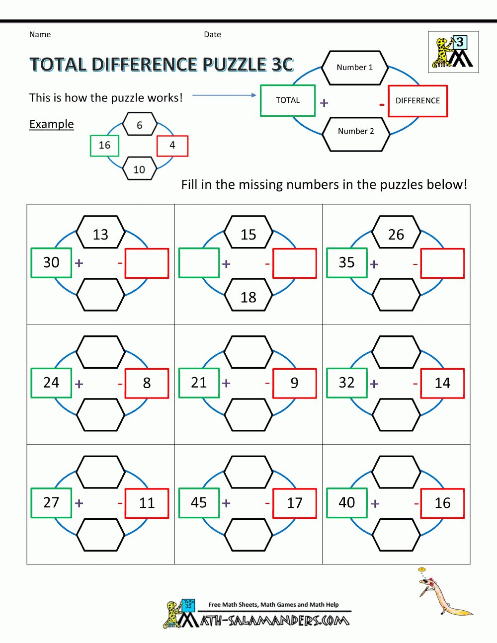 3rd Grade Math Puzzles Worksheets