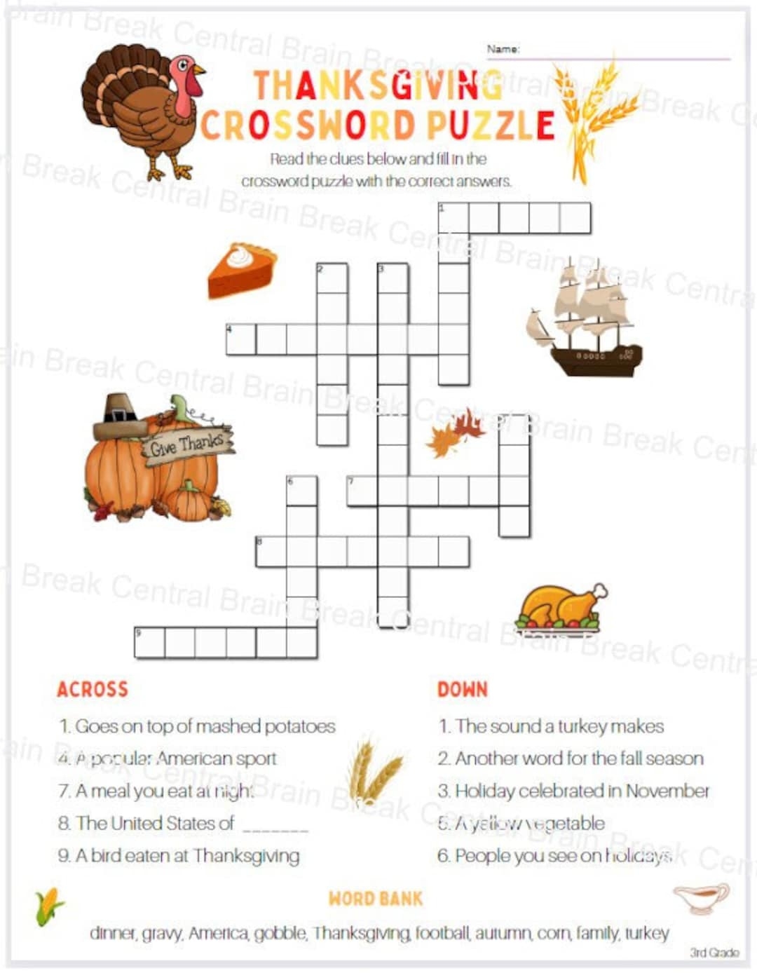 Grade 3 Crossword Puzzles Printable Grade 3 Crossword Puzzles Printable