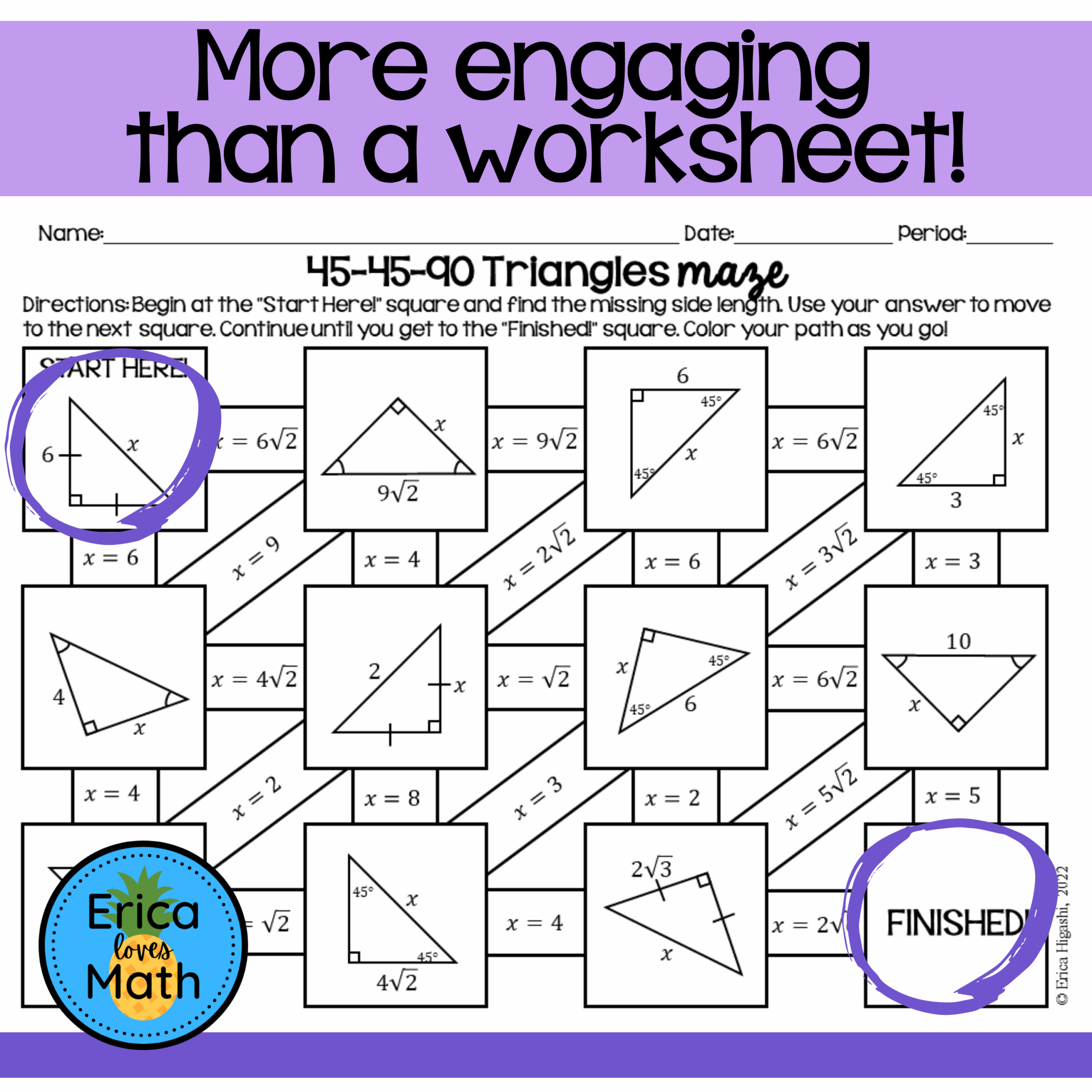 Special Right Triangle Puzzle Worksheet Special Right Triangle Puzzle Worksheet