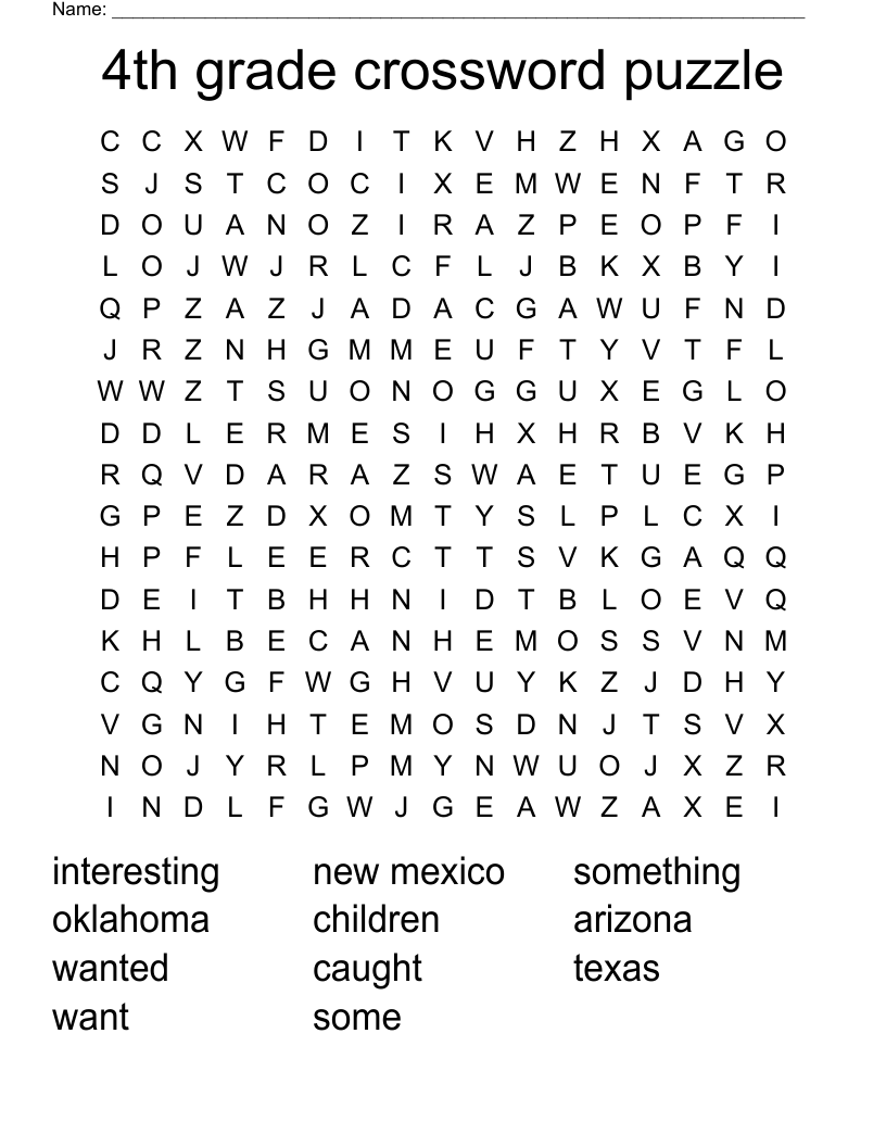 4th Grade Crossword Puzzle Word Search WordMint Worksheets Library