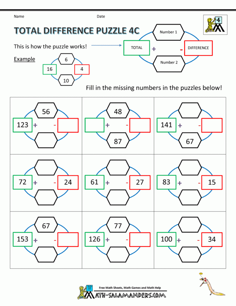 4th Grade Math Puzzles
