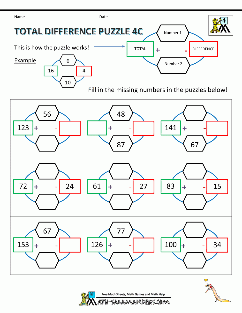 4th Grade Math Puzzles 4th Grade Math Puzzles
