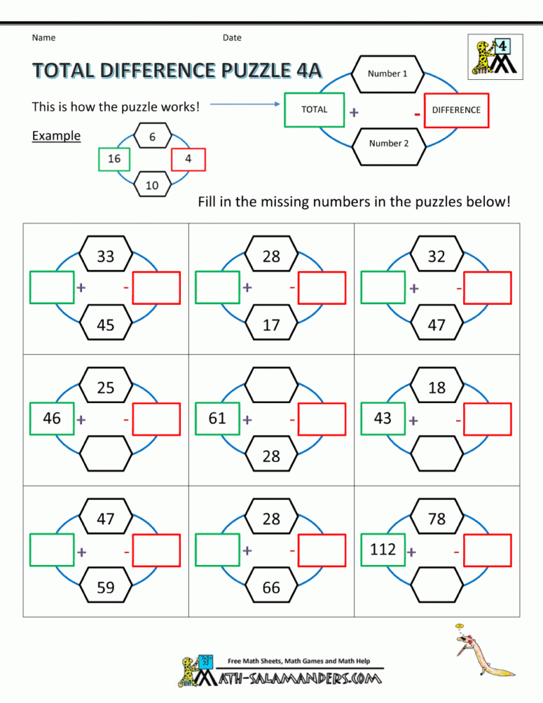 4th Grade Math Puzzles