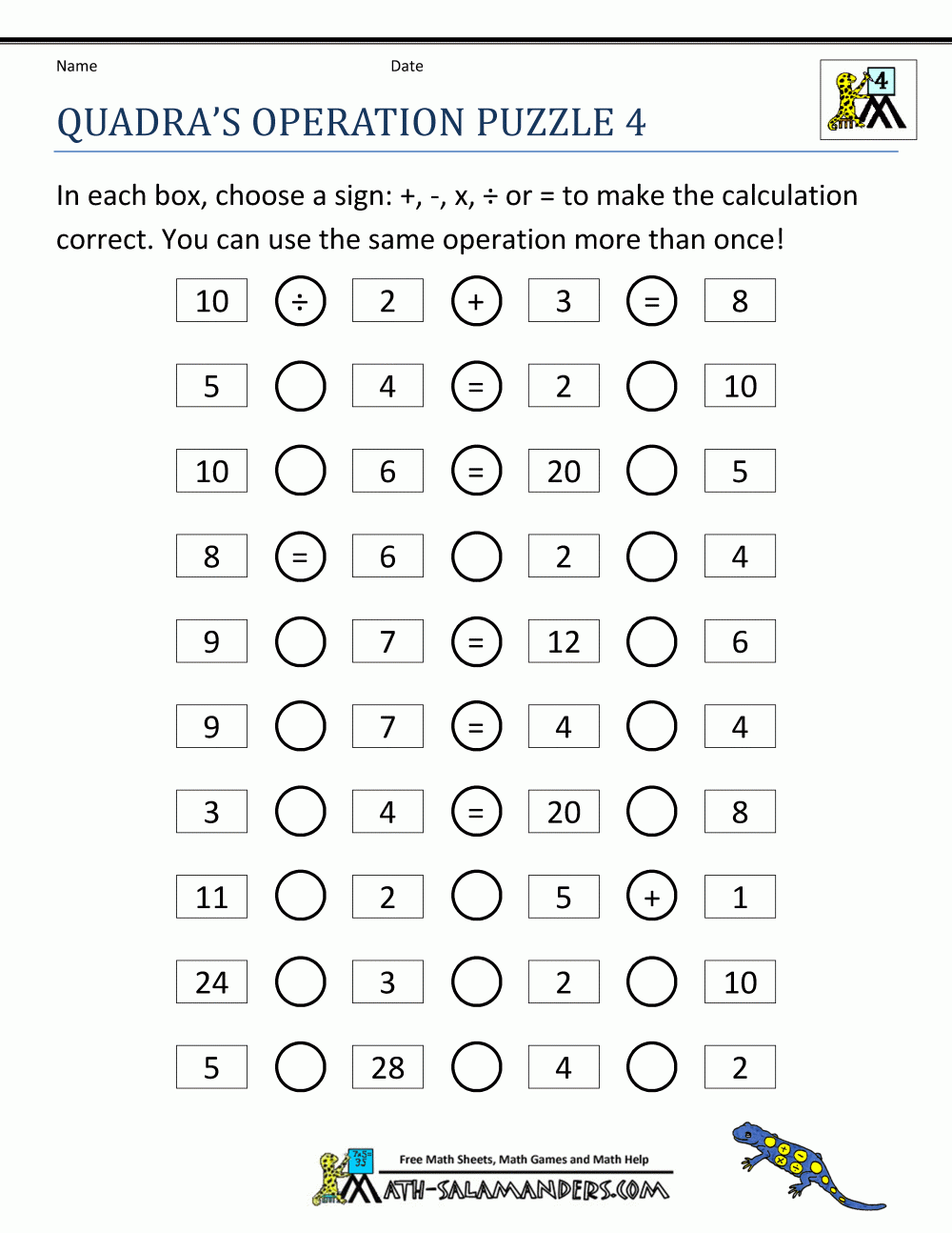 4th Grade Math Puzzles 4th Grade Math Puzzles