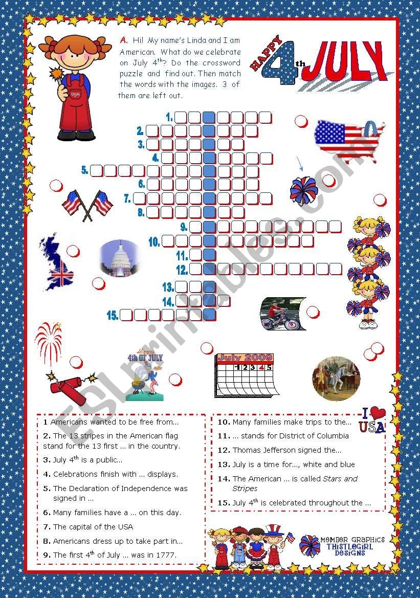 Fourth Of July Crossword Puzzles Printable