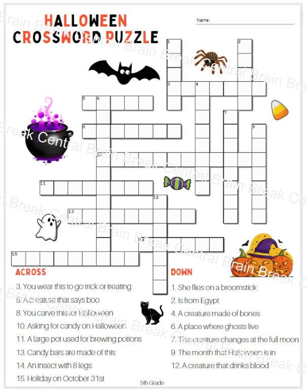 5th Grade Halloween Crossword Puzzle With Answer Key Etsy 5th Grade Halloween Crossword Puzzle With Answer Key Etsy