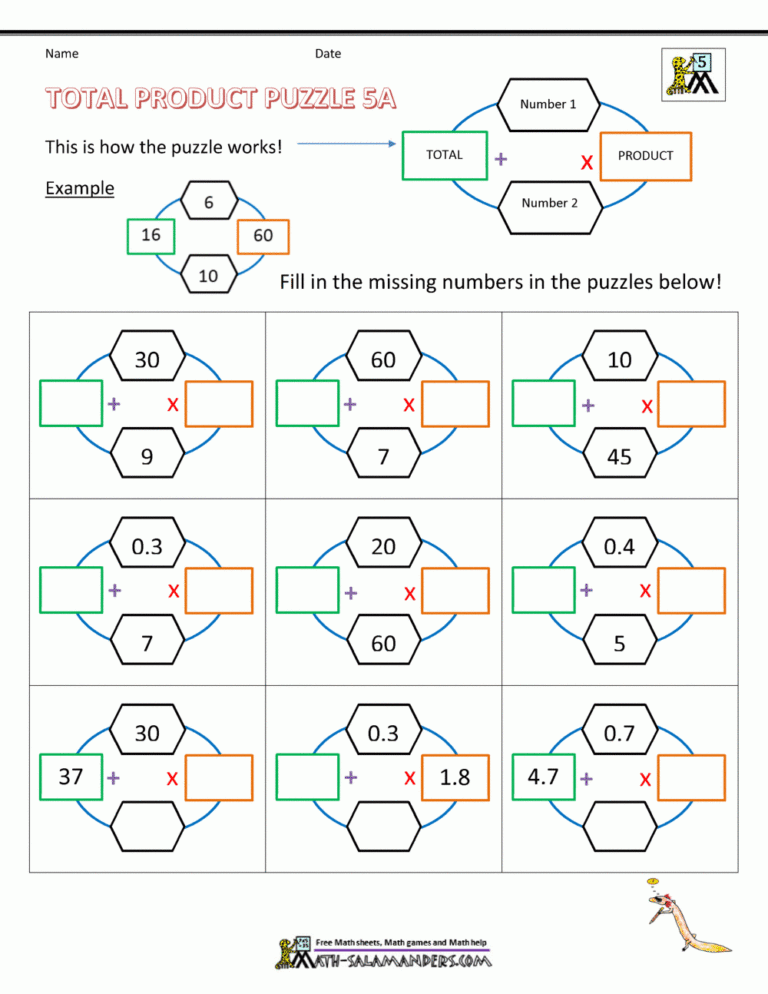 5th Grade Math Puzzles