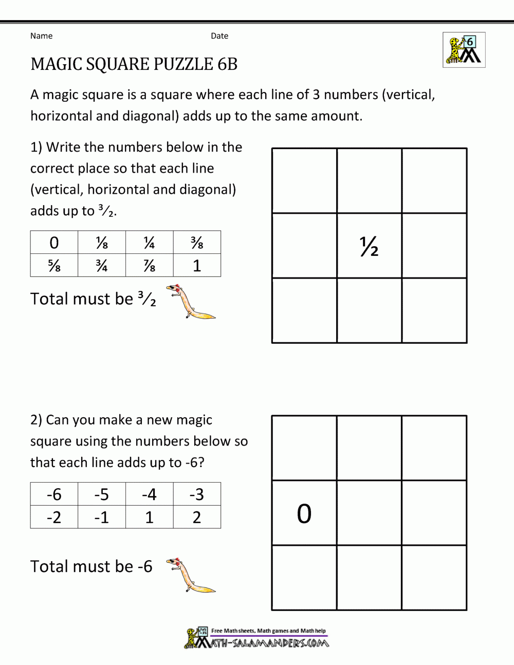6th Grade Math Puzzles