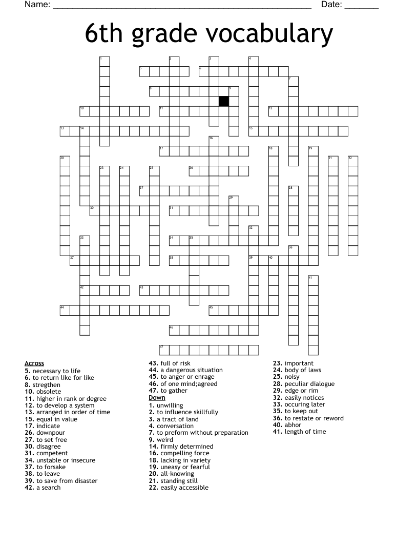 6th Grade Vocabulary Crossword WordMint Worksheets Library 6th Grade Vocabulary Crossword WordMint Worksheets Library