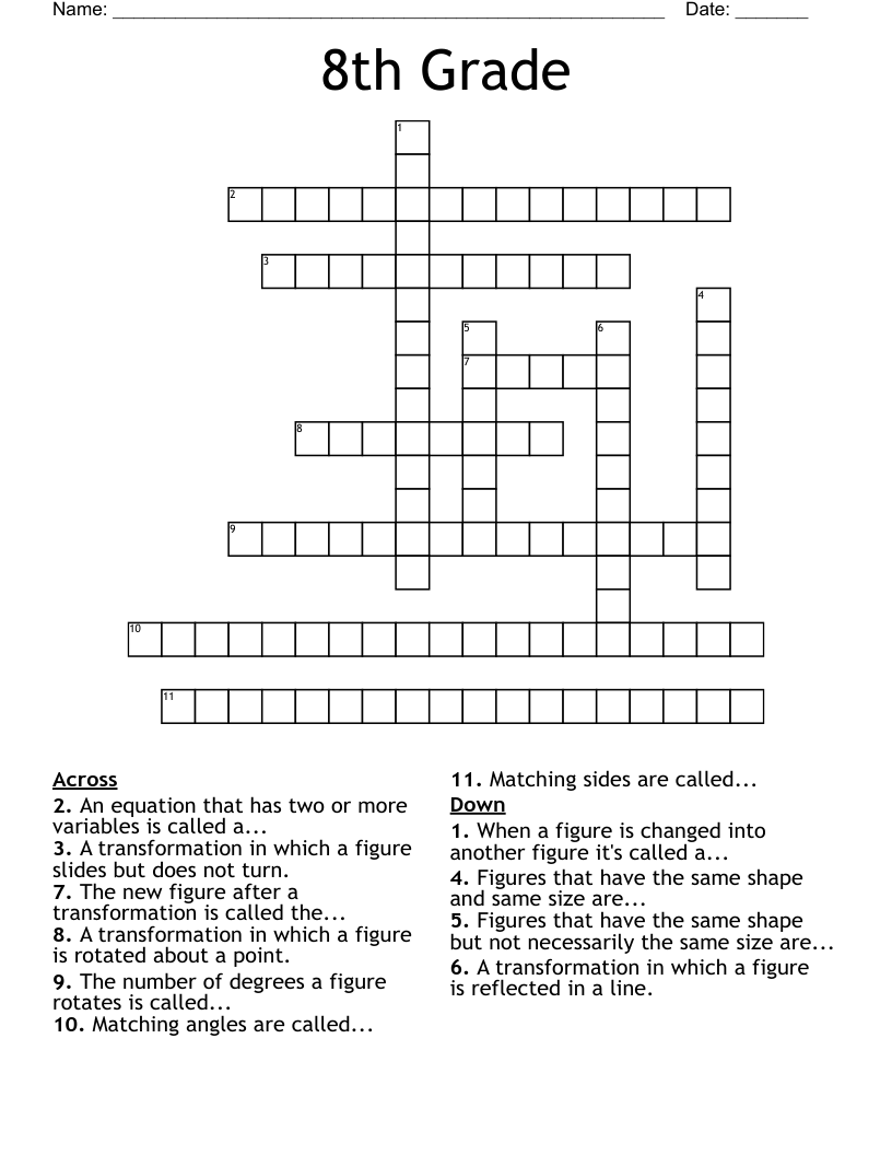 8th Grade Crossword WordMint 8th Grade Crossword WordMint
