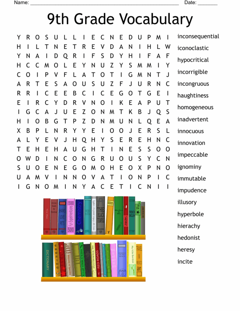 9th Grade Vocabulary Word Search WordMint