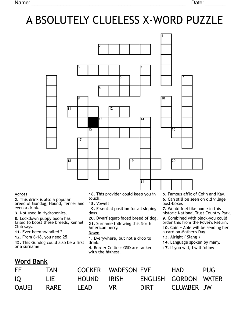 A BSOLUTELY CLUELESS X WORD PUZZLE Crossword WordMint A BSOLUTELY CLUELESS X WORD PUZZLE Crossword WordMint