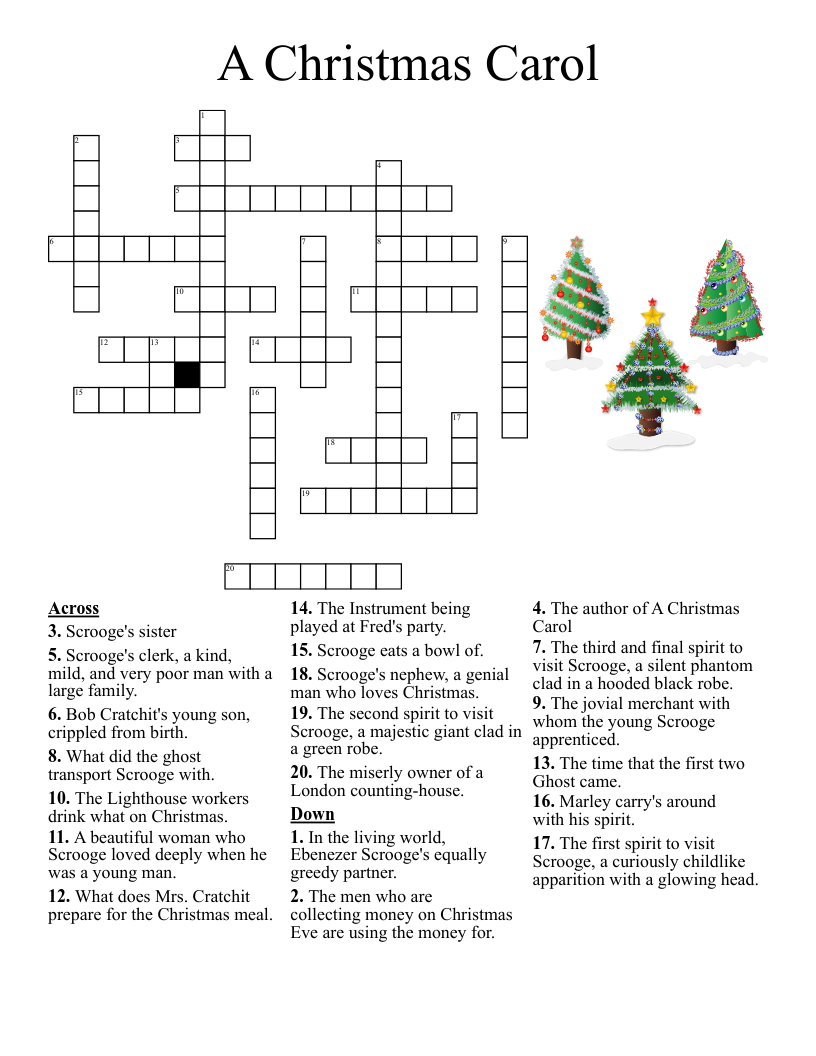 A Christmas Carol Crossword WordMint