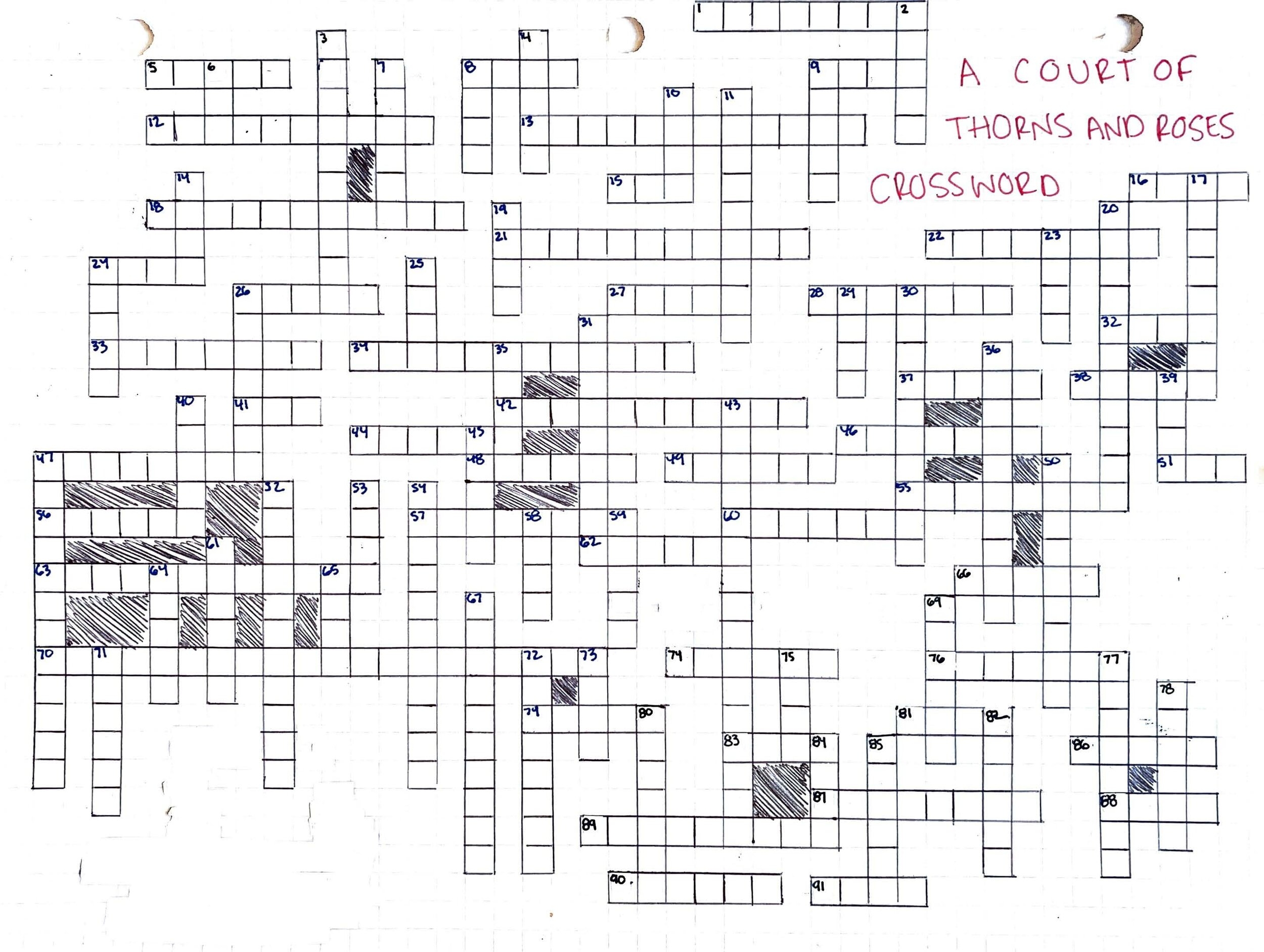 A Court Of Thorns And Roses Crossword Puzzle Bayley Reads Books