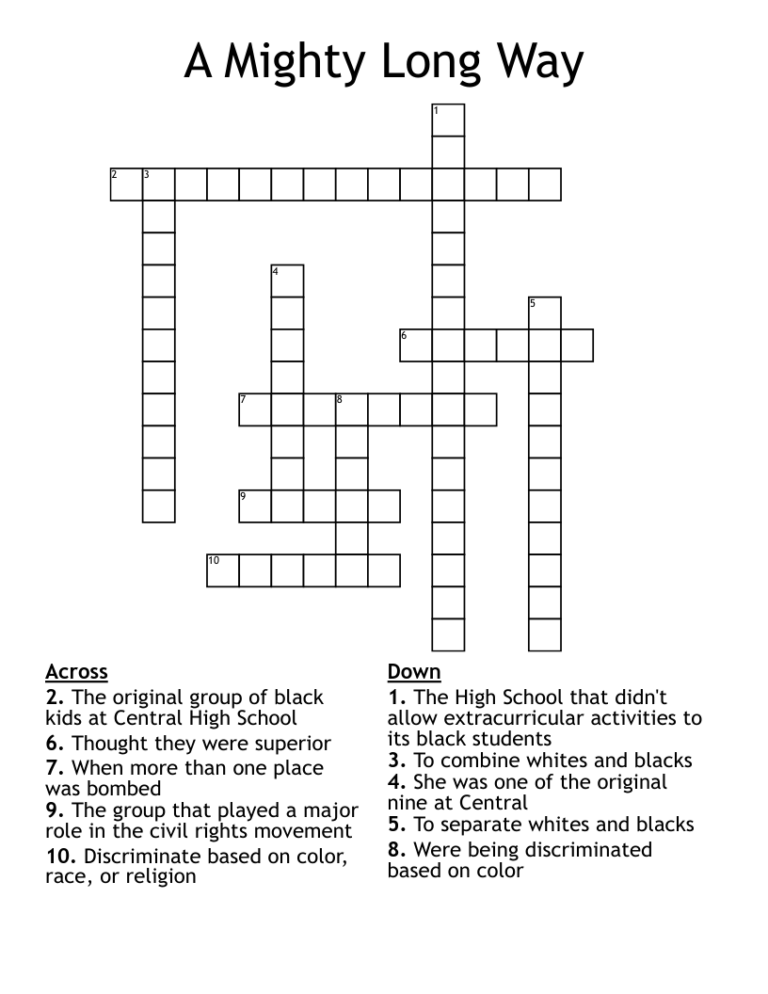 A Mighty Long Way Crossword WordMint