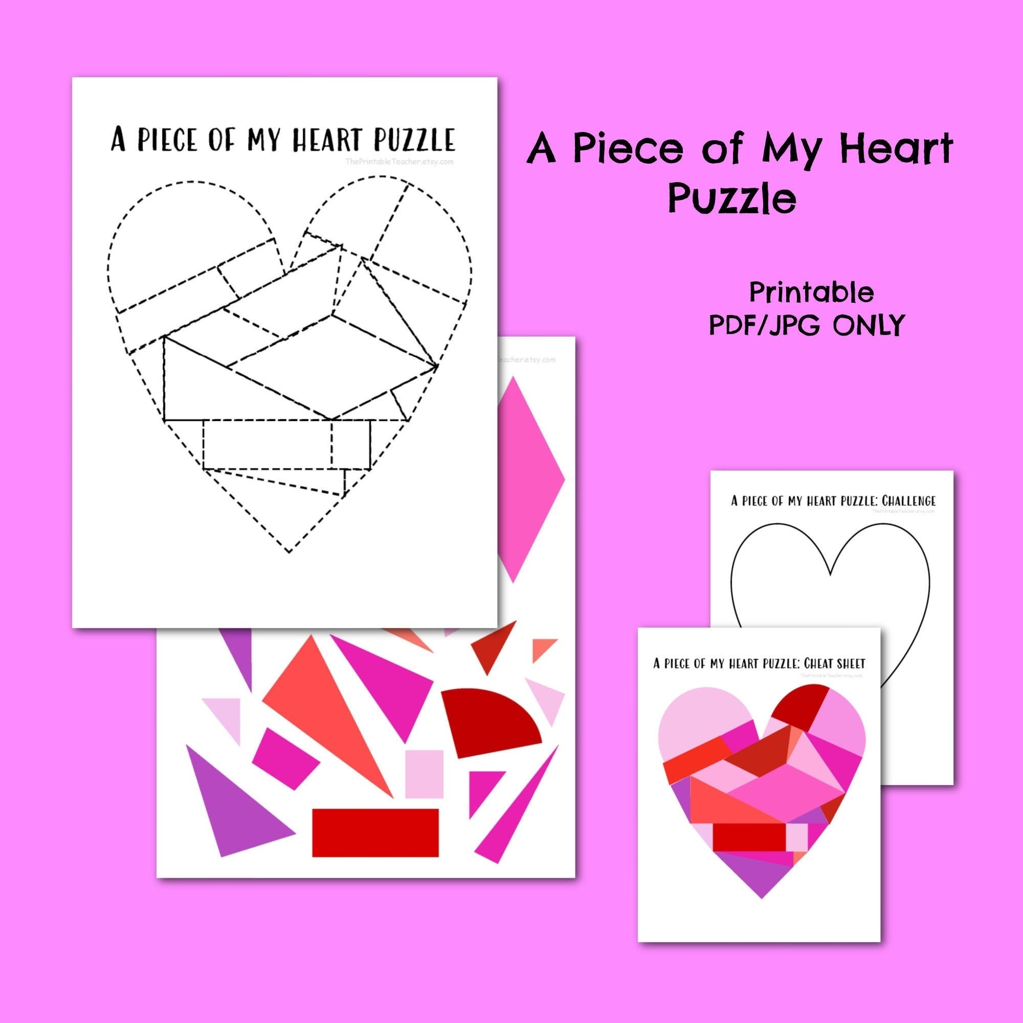 A Piece Of My Heart Puzzle Grades 1 4 Etsy