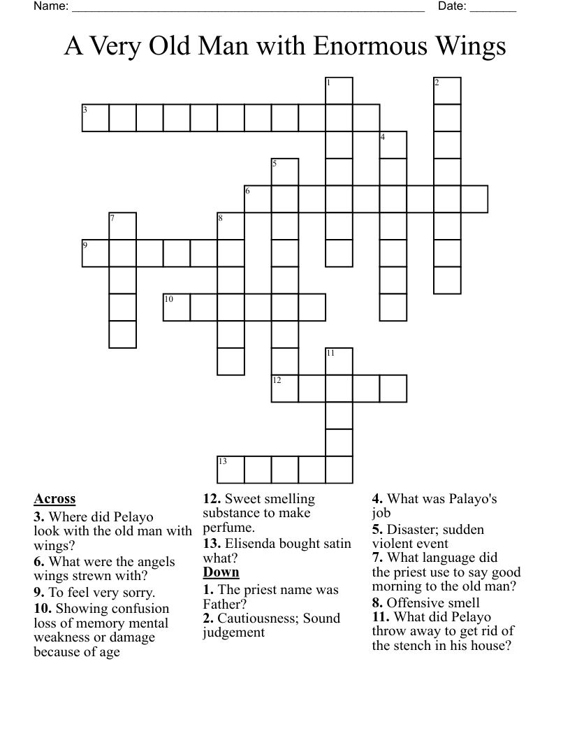 A Very Old Man With Enormous Wings Crossword WordMint