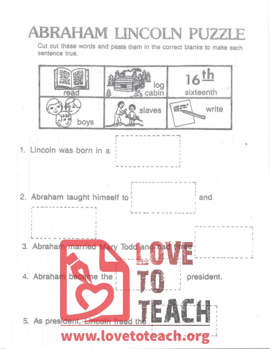 Abraham Lincoln Puzzle LoveToTeach