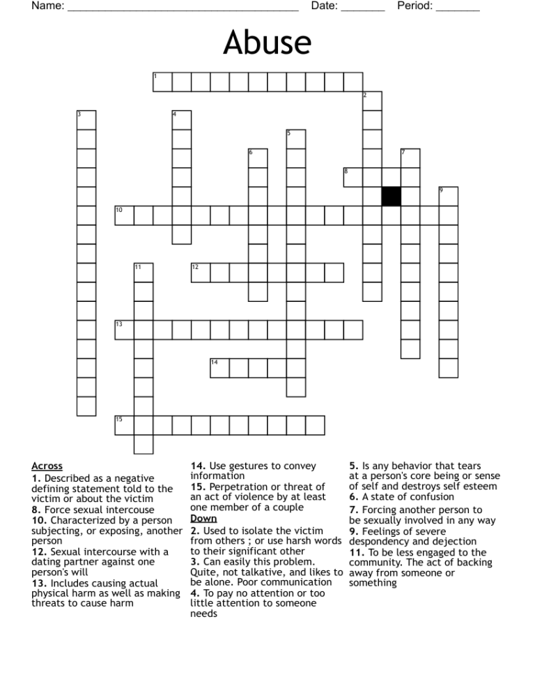 Abuse Crossword WordMint