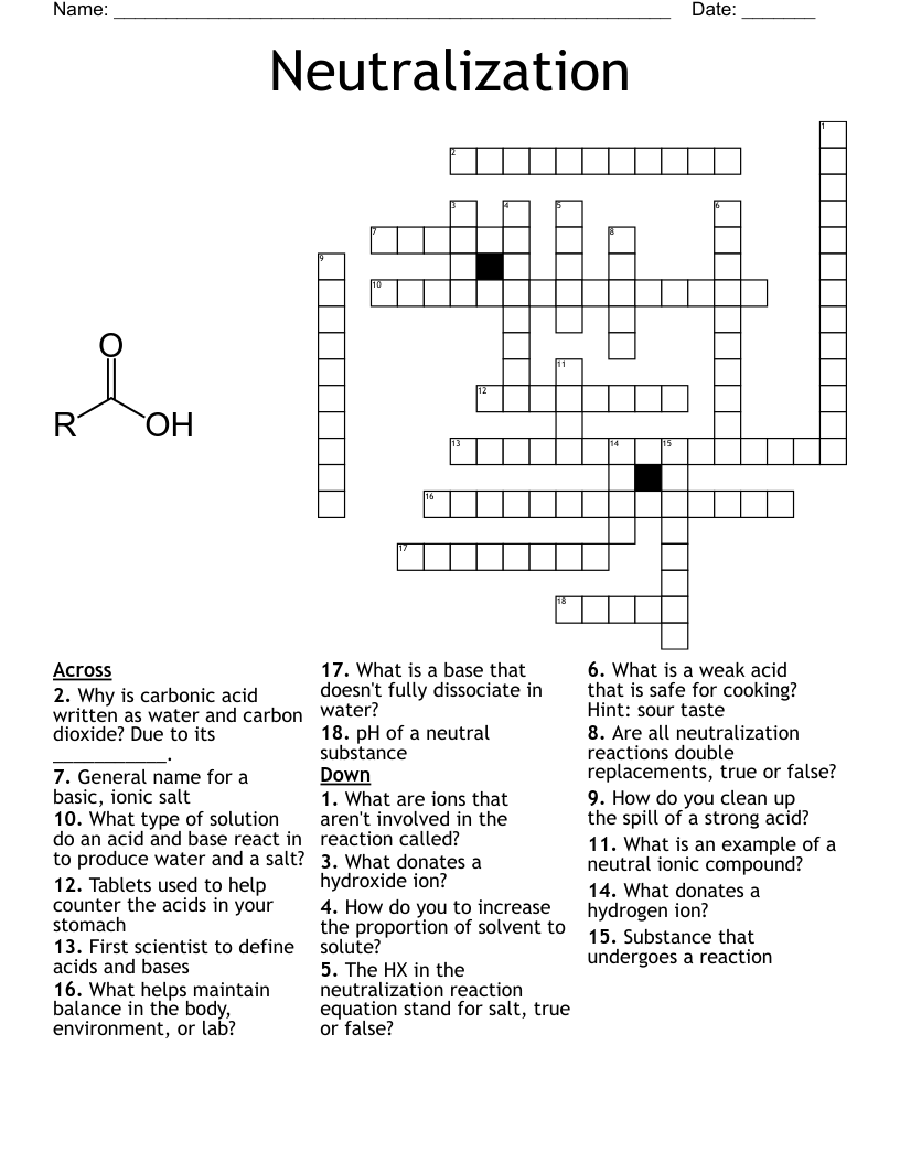 Acids And Bases Crossword WordMint Acids And Bases Crossword WordMint