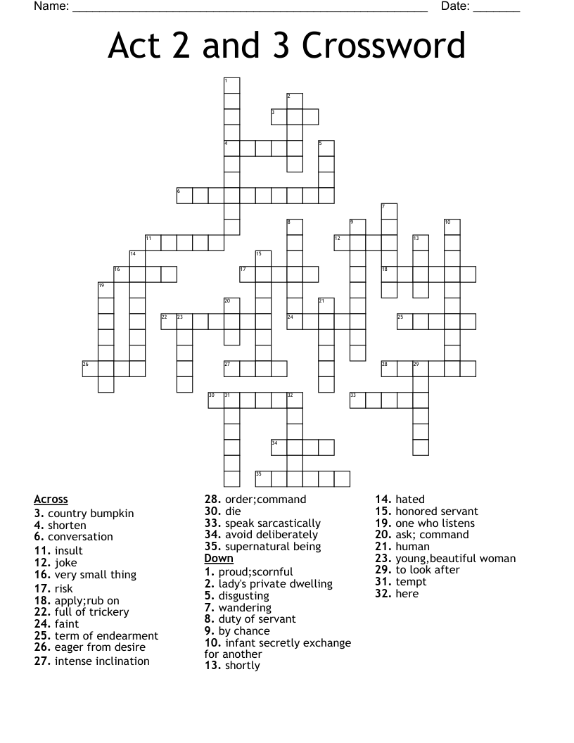 Act 2 And 3 Crossword WordMint Act 2 And 3 Crossword WordMint