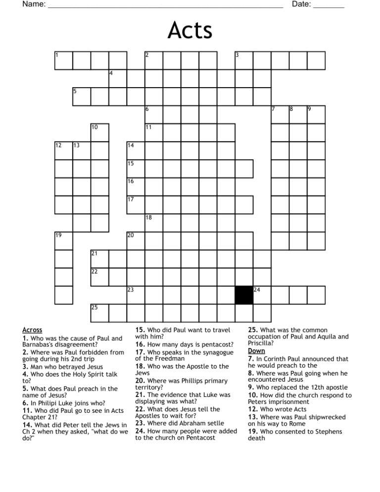 Acts Crossword WordMint