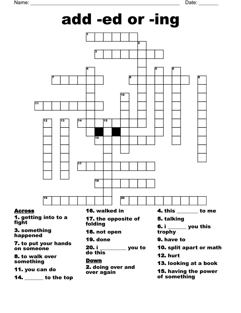 Add ed Or ing Crossword WordMint
