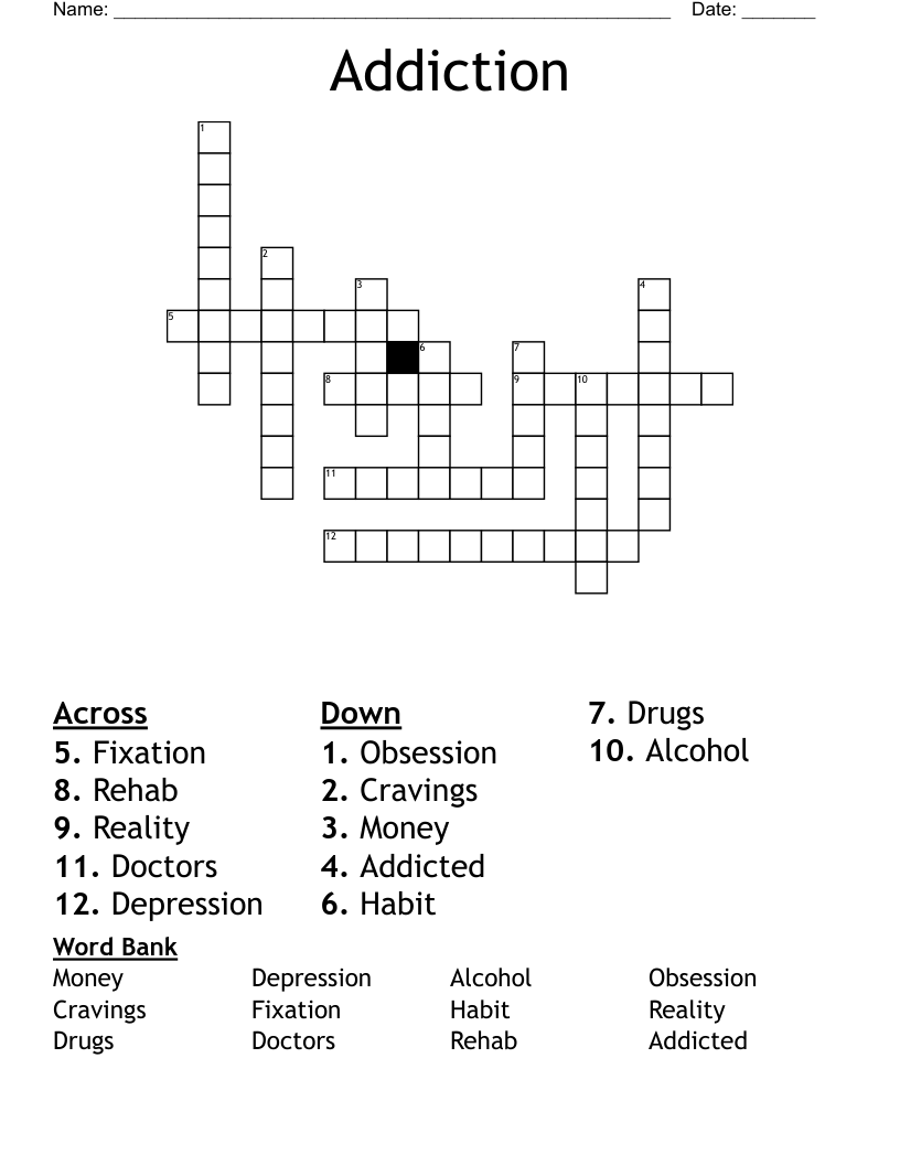 Addiction Crossword WordMint Addiction Crossword WordMint