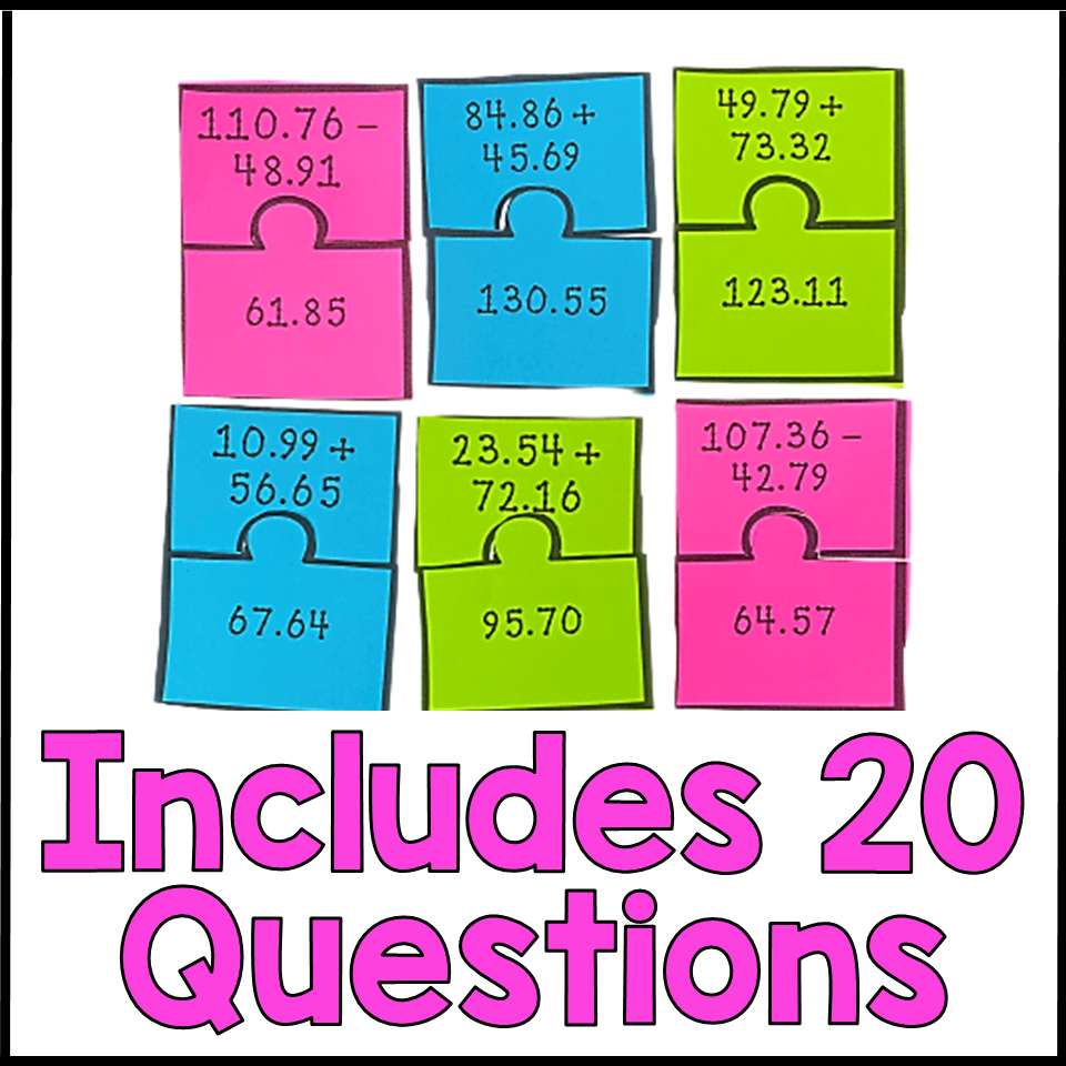 Adding U0026 Subtracting Decimals Puzzle Matching Game Decimal Operations Practice Adding U0026 Subtracting Decimals Puzzle Matching Game Decimal Operations Practice