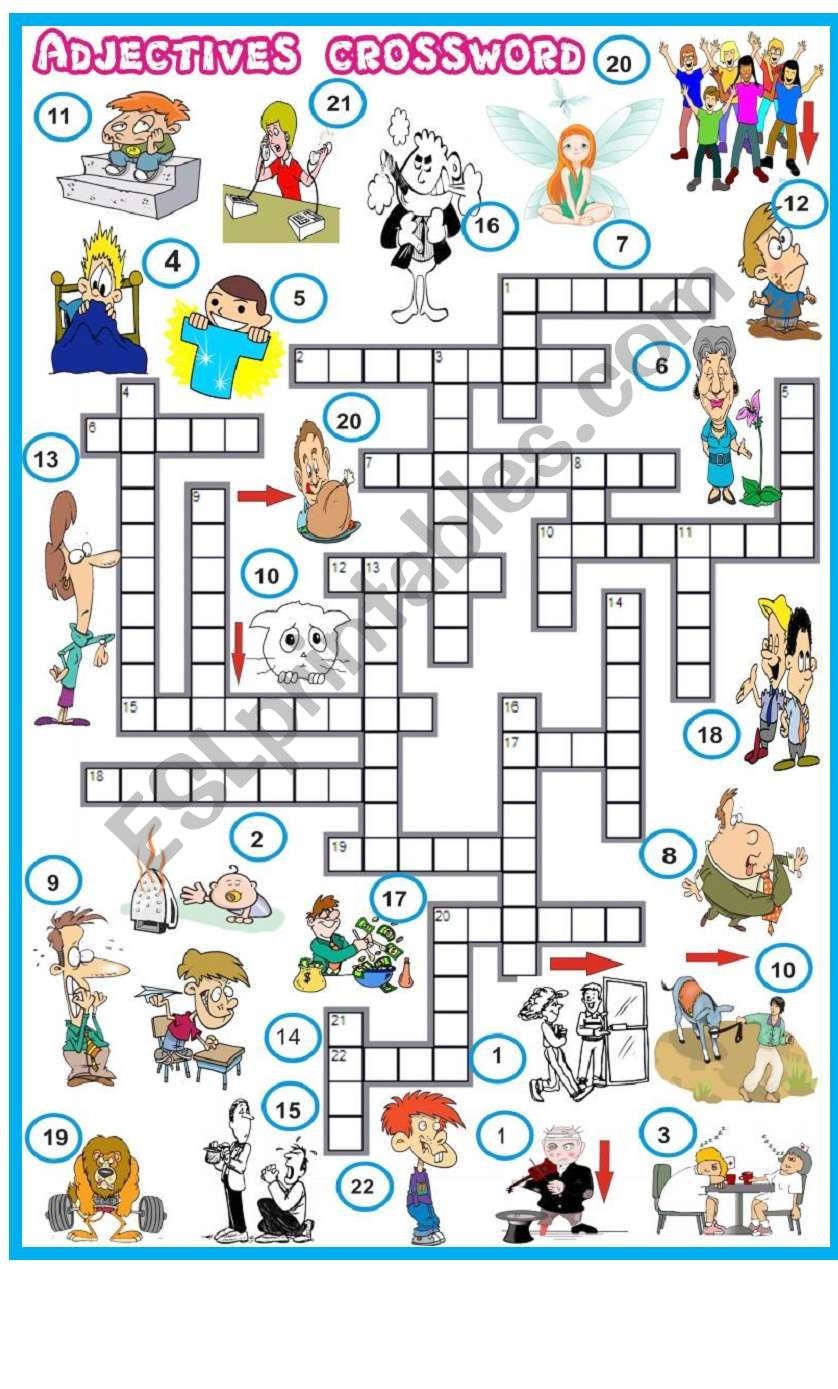 Adjectives Crossword ESL Worksheet By Mafaldita2009 Adjectives Crossword ESL Worksheet By Mafaldita2009