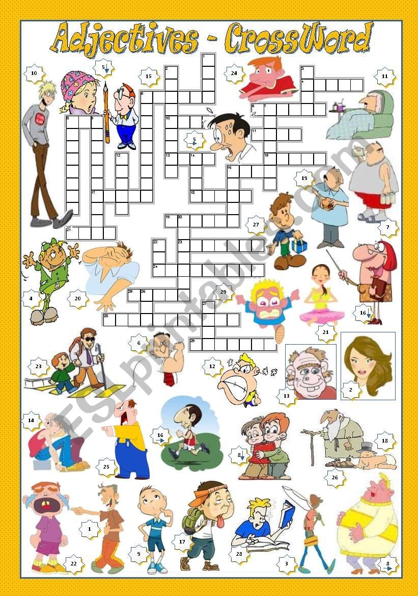 ADJECTIVES CrossWord ESL Worksheet By Mariaolimpia ADJECTIVES CrossWord ESL Worksheet By Mariaolimpia
