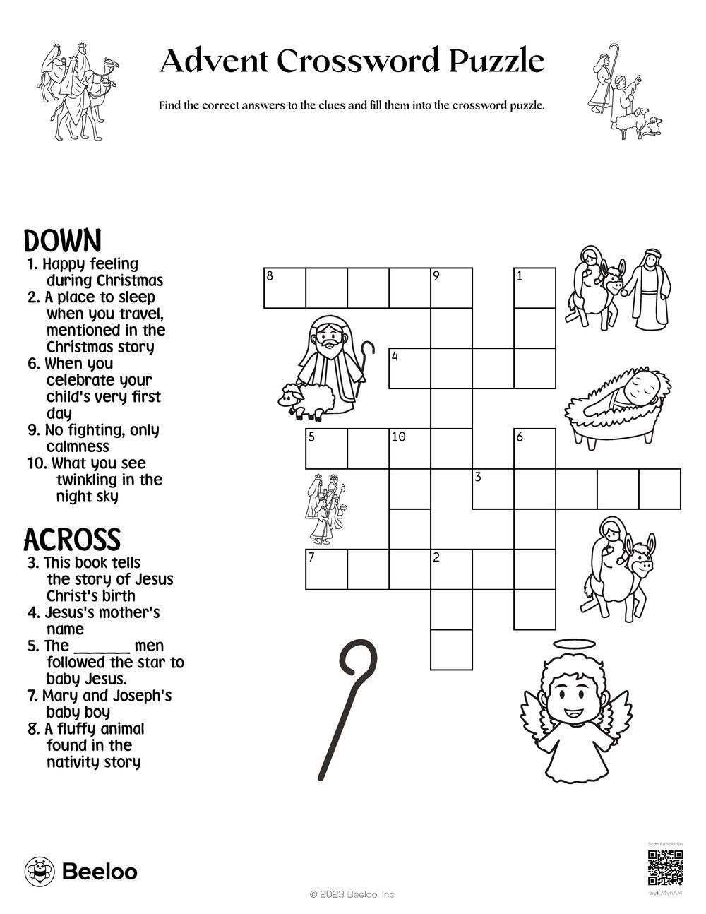 Advent Crossword Puzzle Beeloo Printable Crafts And Activities For Kids
