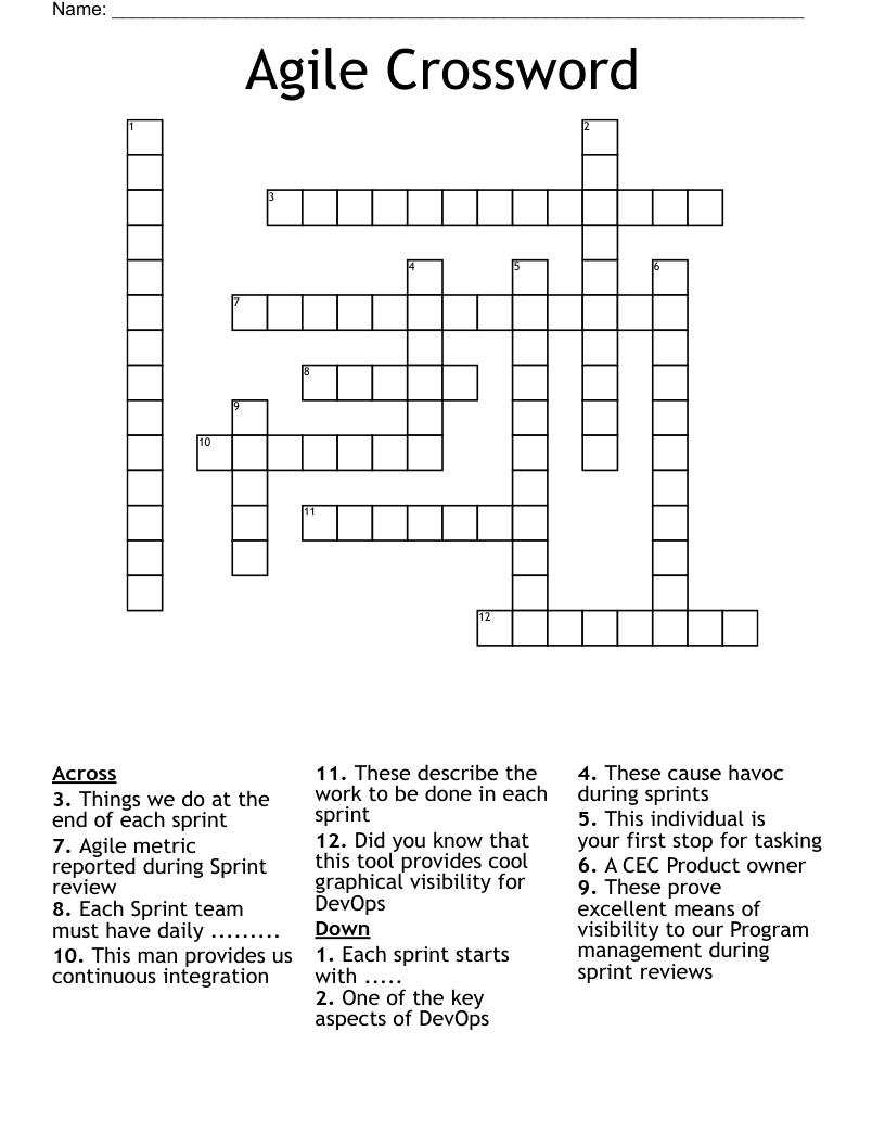 Agile Crossword WordMint Agile Crossword WordMint