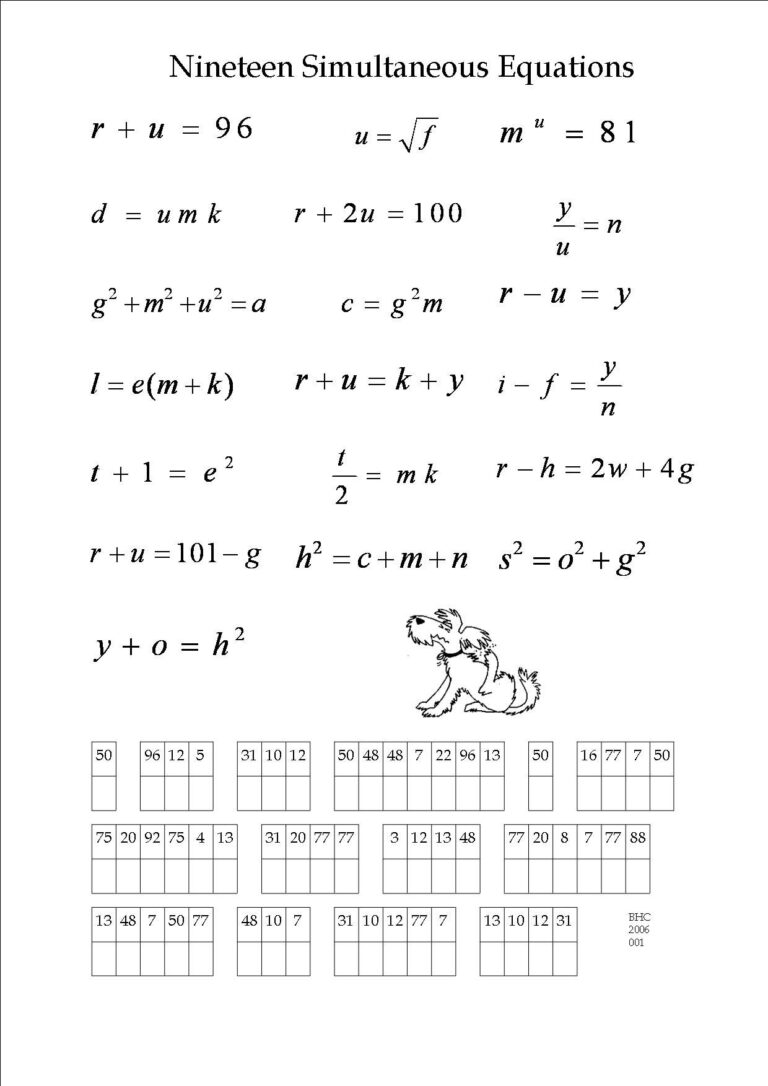 Algebra Puzzle Solve Simultaneous Equations Worksheets Library
